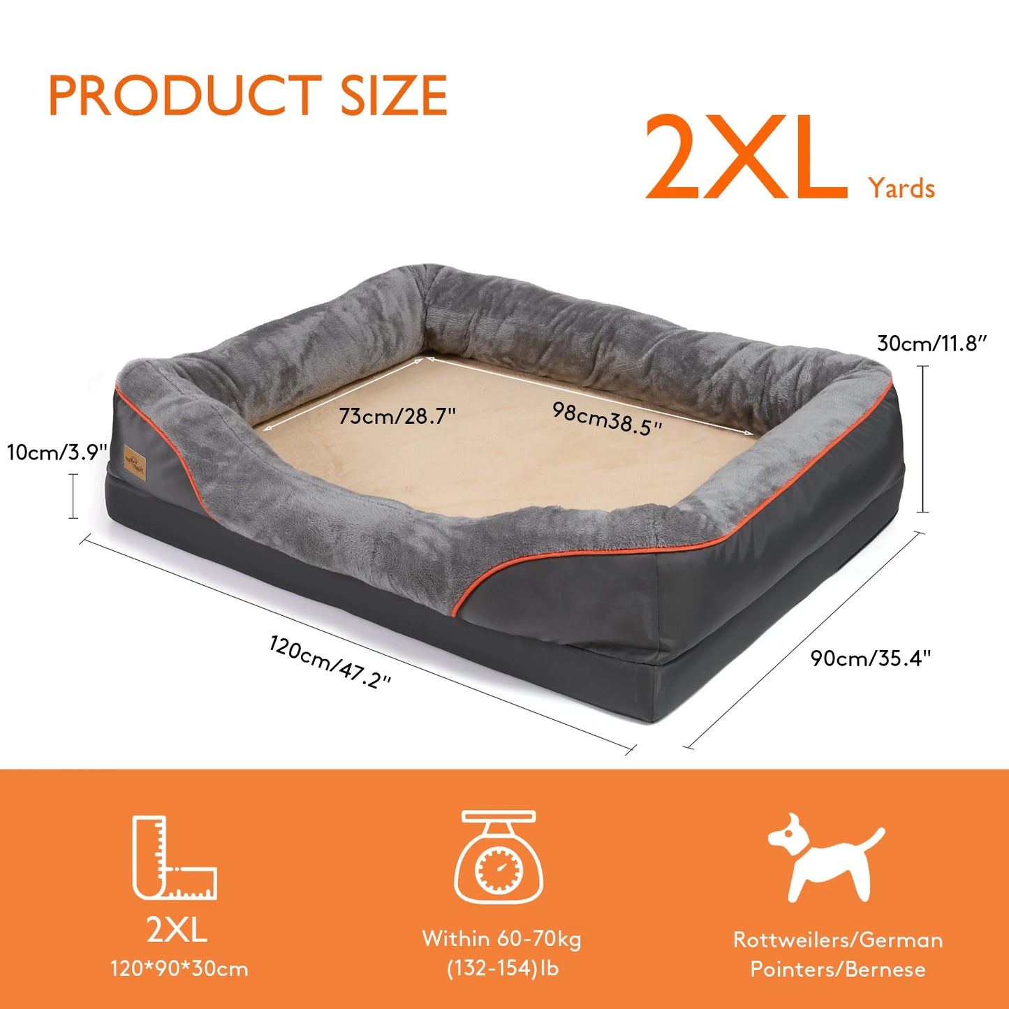 Bingopaw Washable Waterproof Fleece Dog Bed With Removable Cover