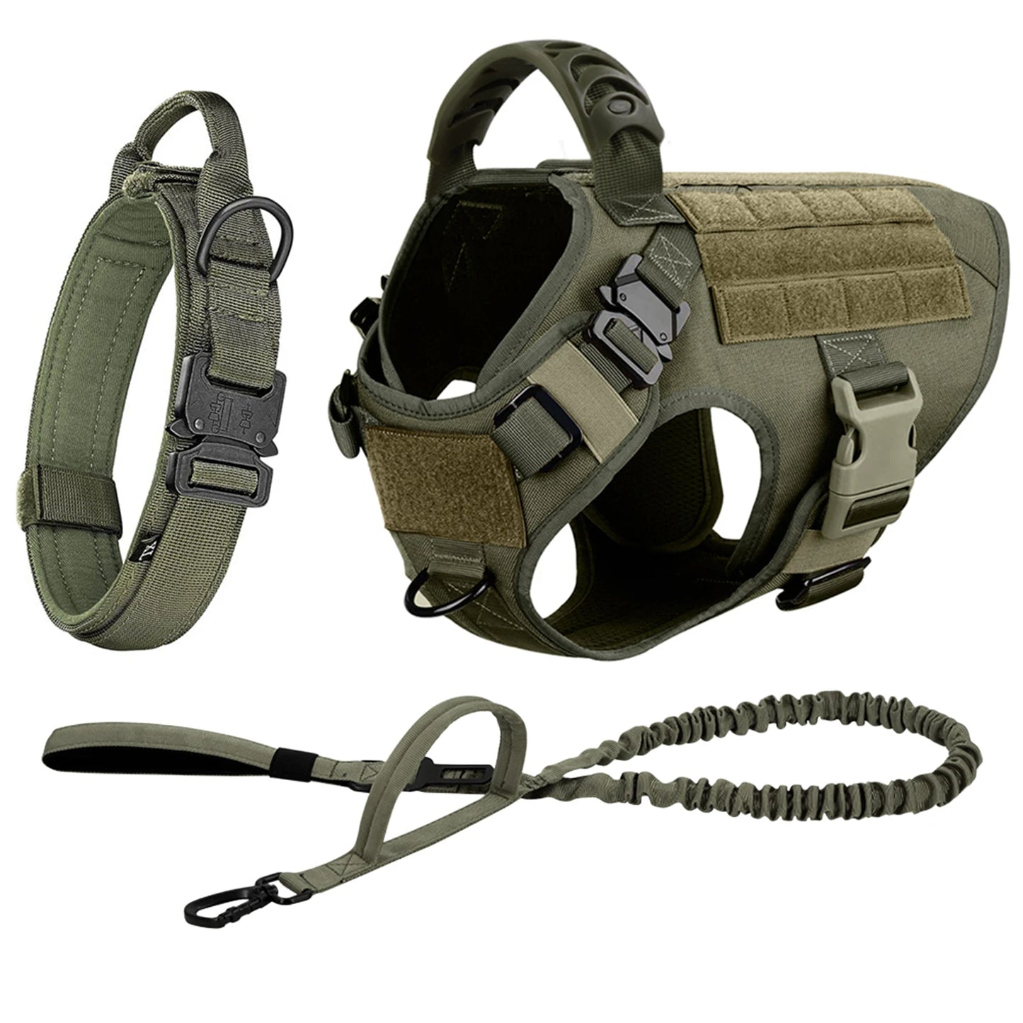 Adjustable Tactical Dog Harness With Padded Quick Release Buckle