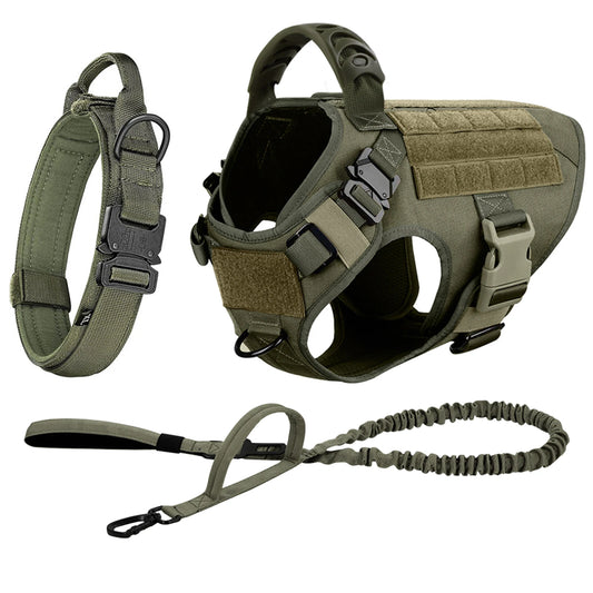 Adjustable Tactical Dog Harness With Padded Quick Release Buckle