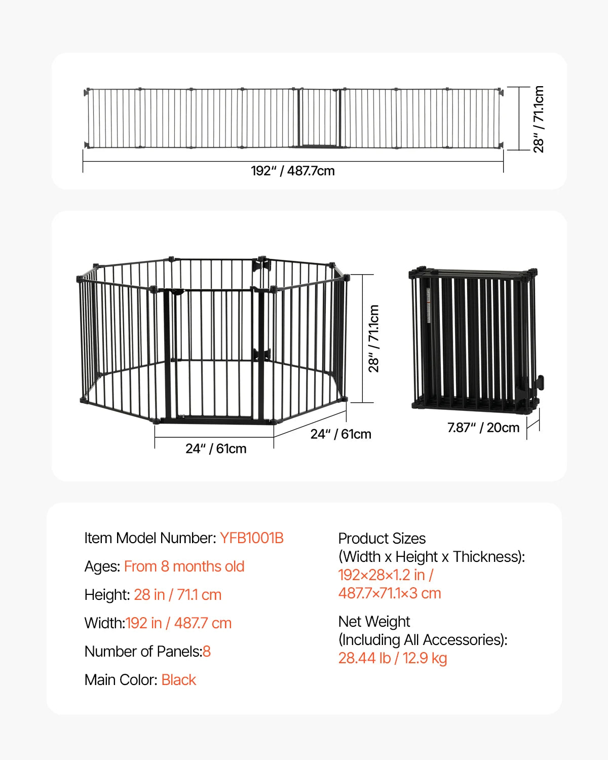SucceBuy Pressure Mount Baby Gate With Walk Through Safety Panel