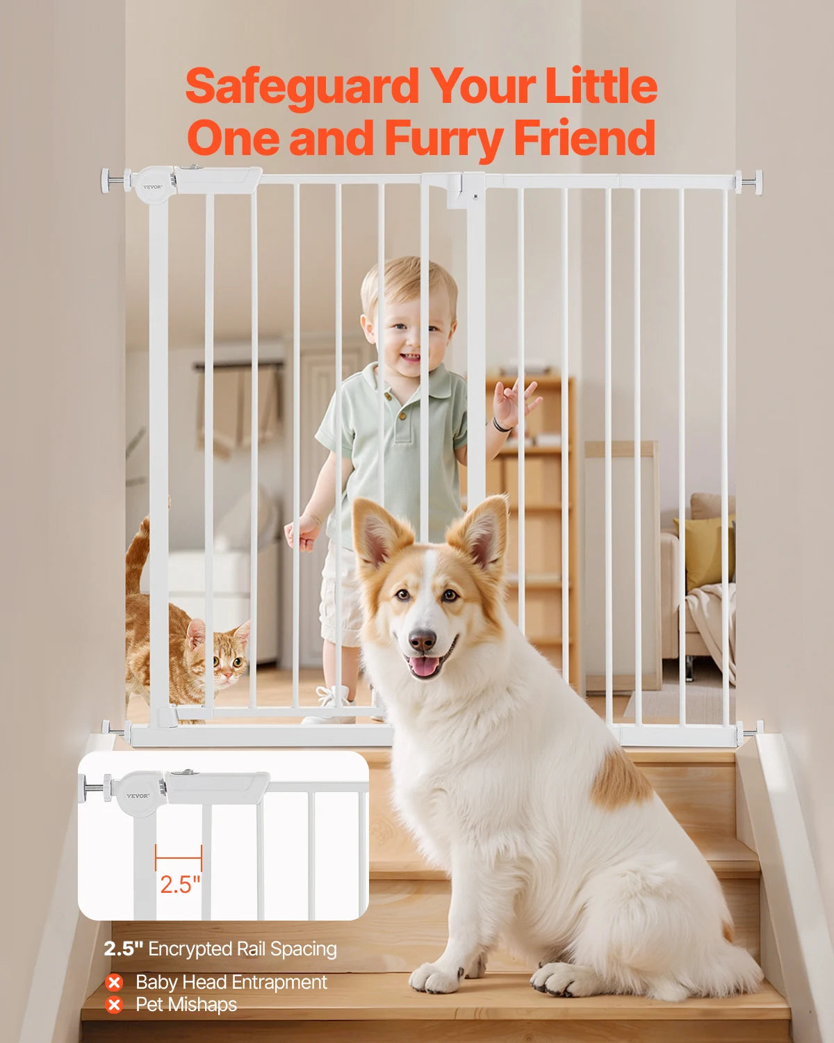 SucceBuy Pressure Mount Baby Gate With Walk Through Safety Panel