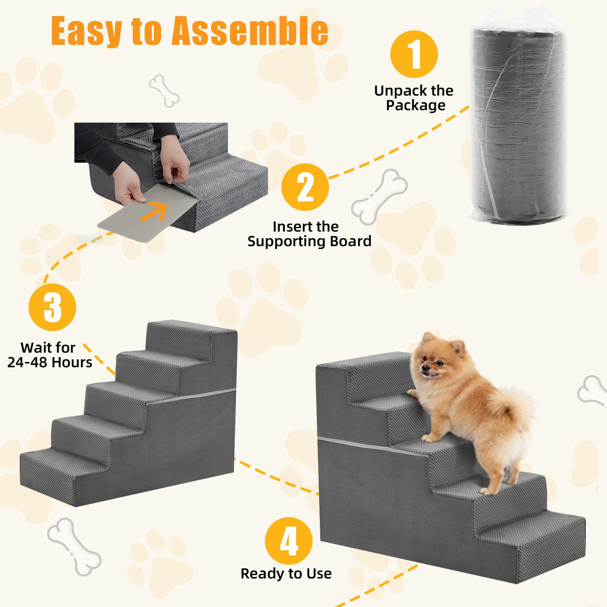 Premium Foam Dog Stair Ramp Small Dogs Non Slip Climbing Ladder