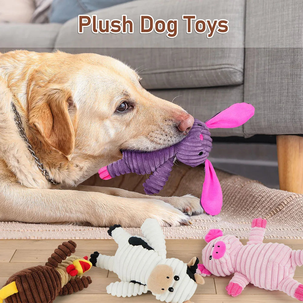 Plush Squeaky Dog Toys Assorted Stuffed Animal Chew Toy Bundle