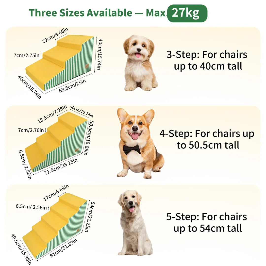 Foam Dog Stairs With Gentle Slope And Removable Washable Cover