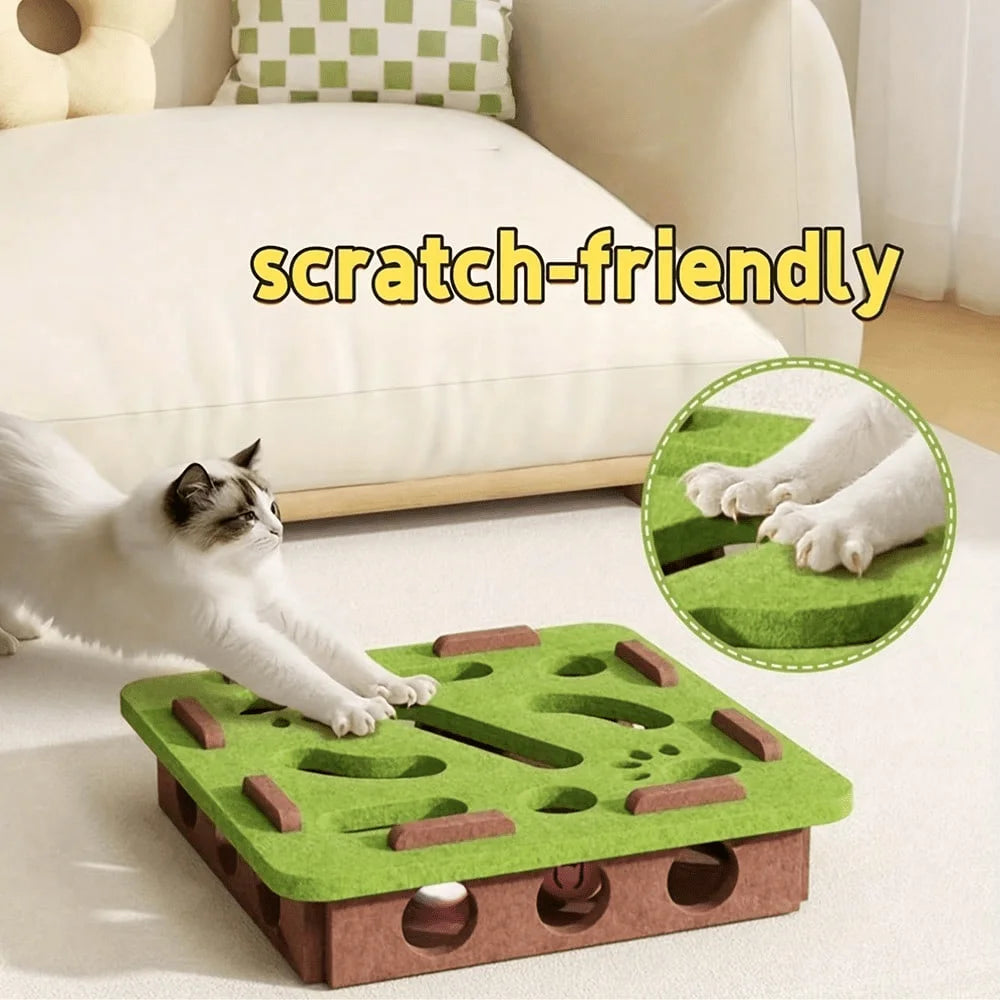 Interactive Indoor Cat Puzzle Toy With Maze Tunnel And Bell Ball
