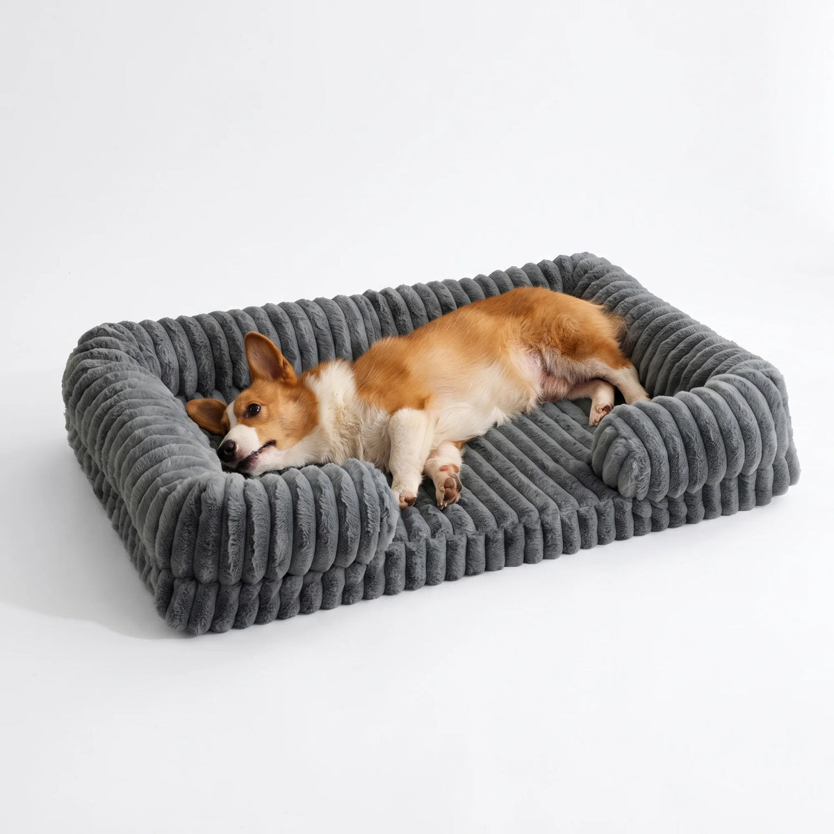 OUTWIND Striped Bolster Dog Bed With Soft Raised Sides