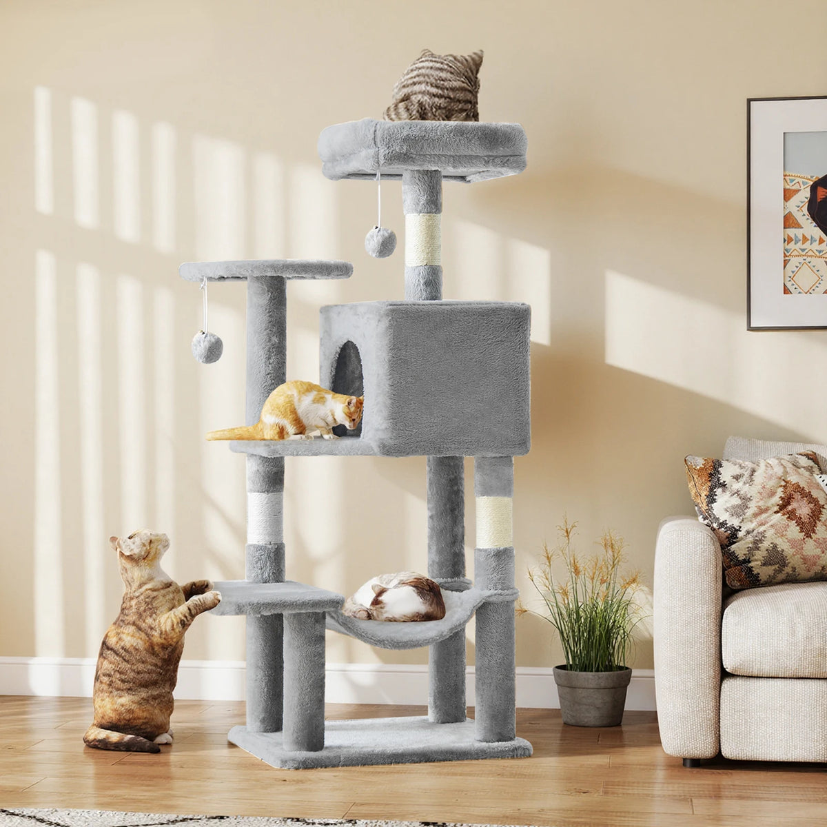 JHK Multi Tier Cat Tree With Sisal Scratching Posts For Cats