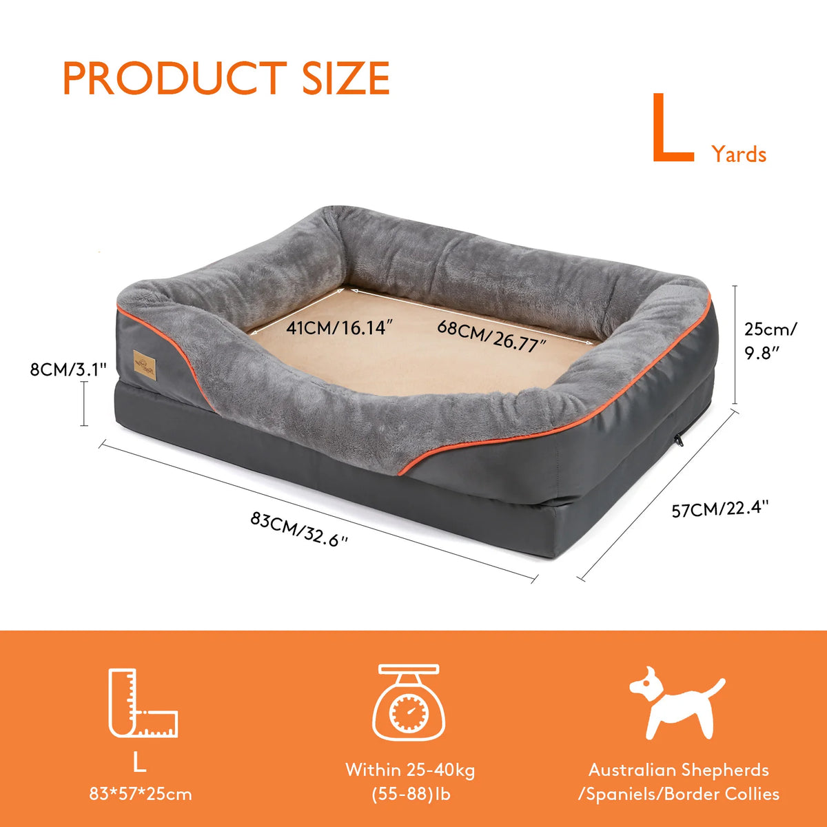 Bingopaw Washable Waterproof Fleece Dog Bed With Removable Cover