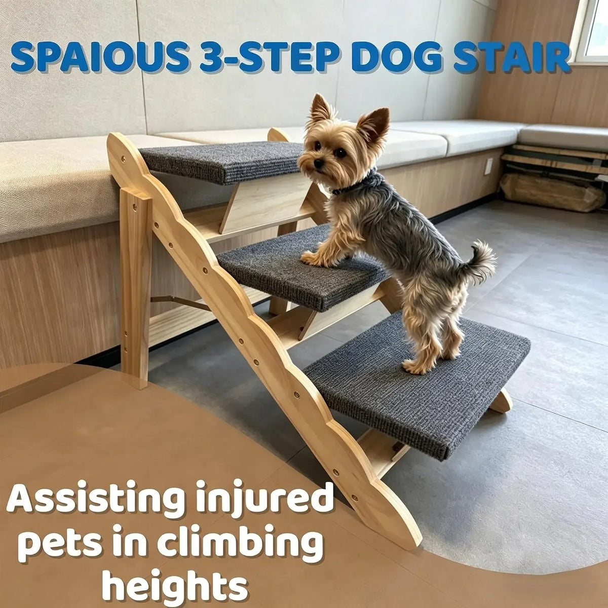 Garvee Wooden Folding Pet Stairs for Beds, Couches and Cars